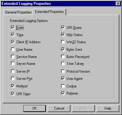 Extended Properties tab